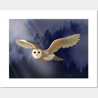 Barn Owl in the Forest Posters and Art